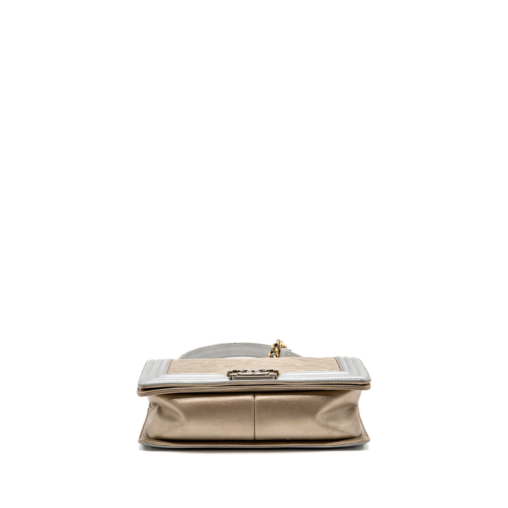 CHANEL MEDIUM BOY BAG METALLIZED CALFSKIN BRONZE/SILVER MULTICOLOURED HARDWARE