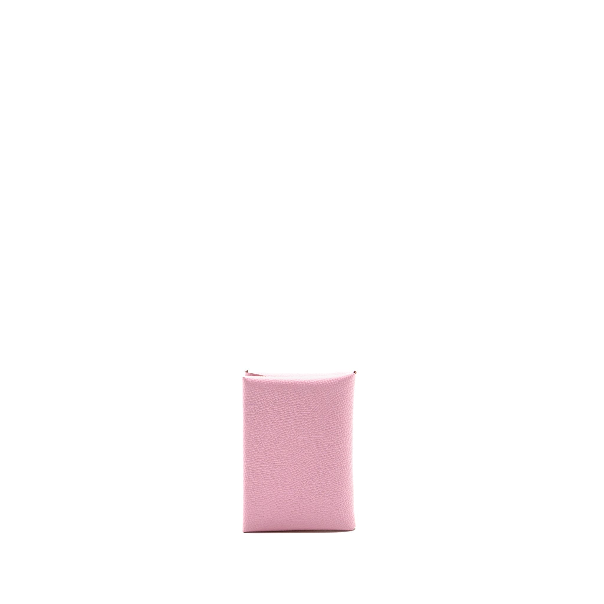 HERMES CALVI DUO CARD HOLDER EPSOM X9 MAUVE SYLVESTRE