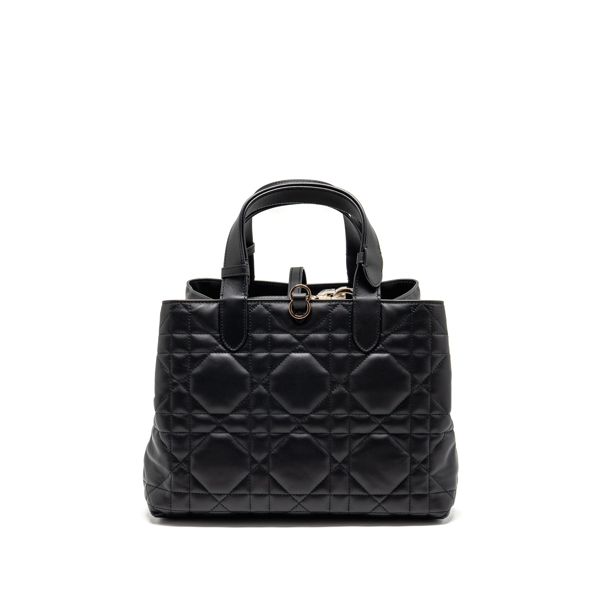 DIOR MEDIUM DIOR TOUJOURS TOTE BAG MACROCANNAGE CALFSKIN BLACK LGHW
