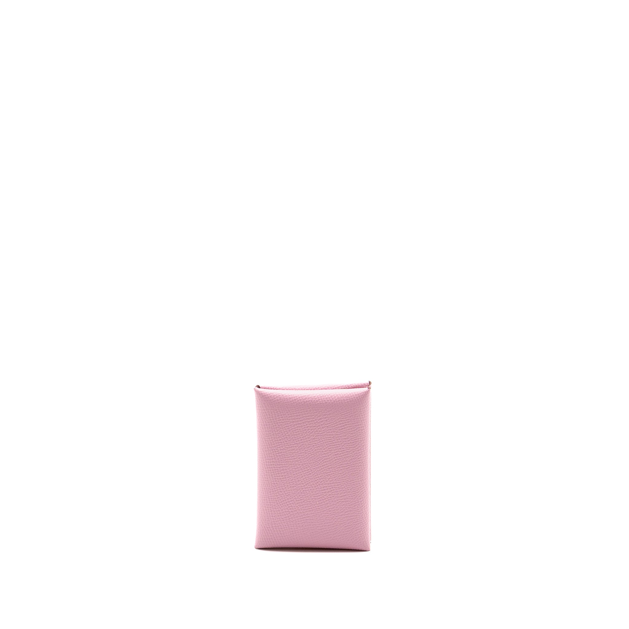 HERMES CALVI DUO CARD HOLDER EPSOM X9 MAUVE SYLVESTRE