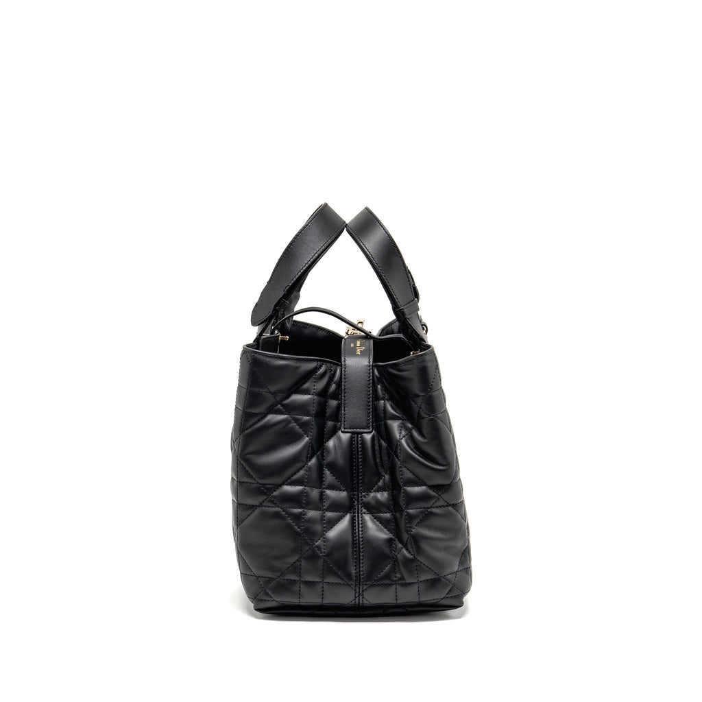 DIOR MEDIUM DIOR TOUJOURS TOTE BAG MACROCANNAGE CALFSKIN BLACK LGHW