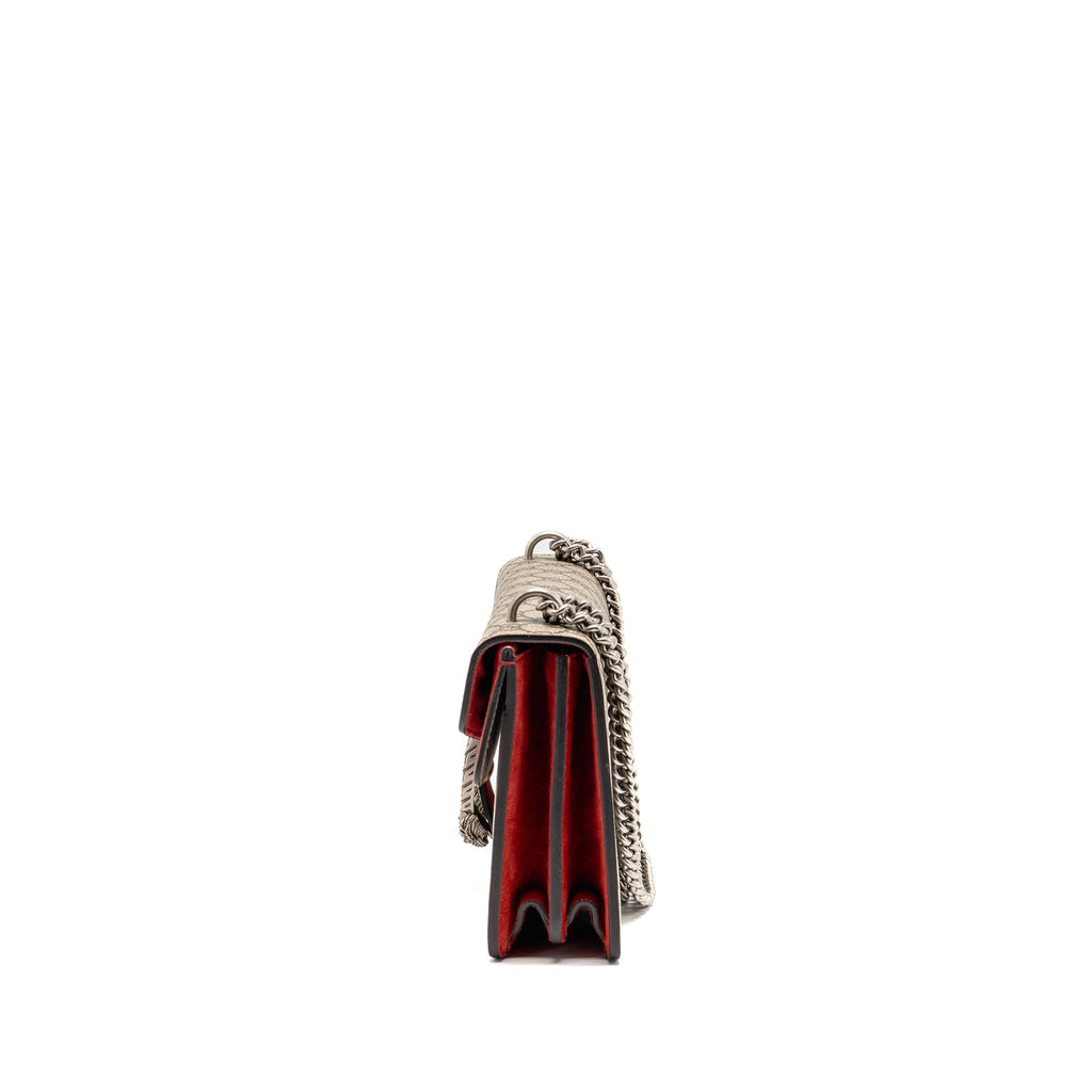 GUCCI SMALL DIONYSUS SHOULDER BAG GG SUPREME CANVAS/SUEDE RED SHW
