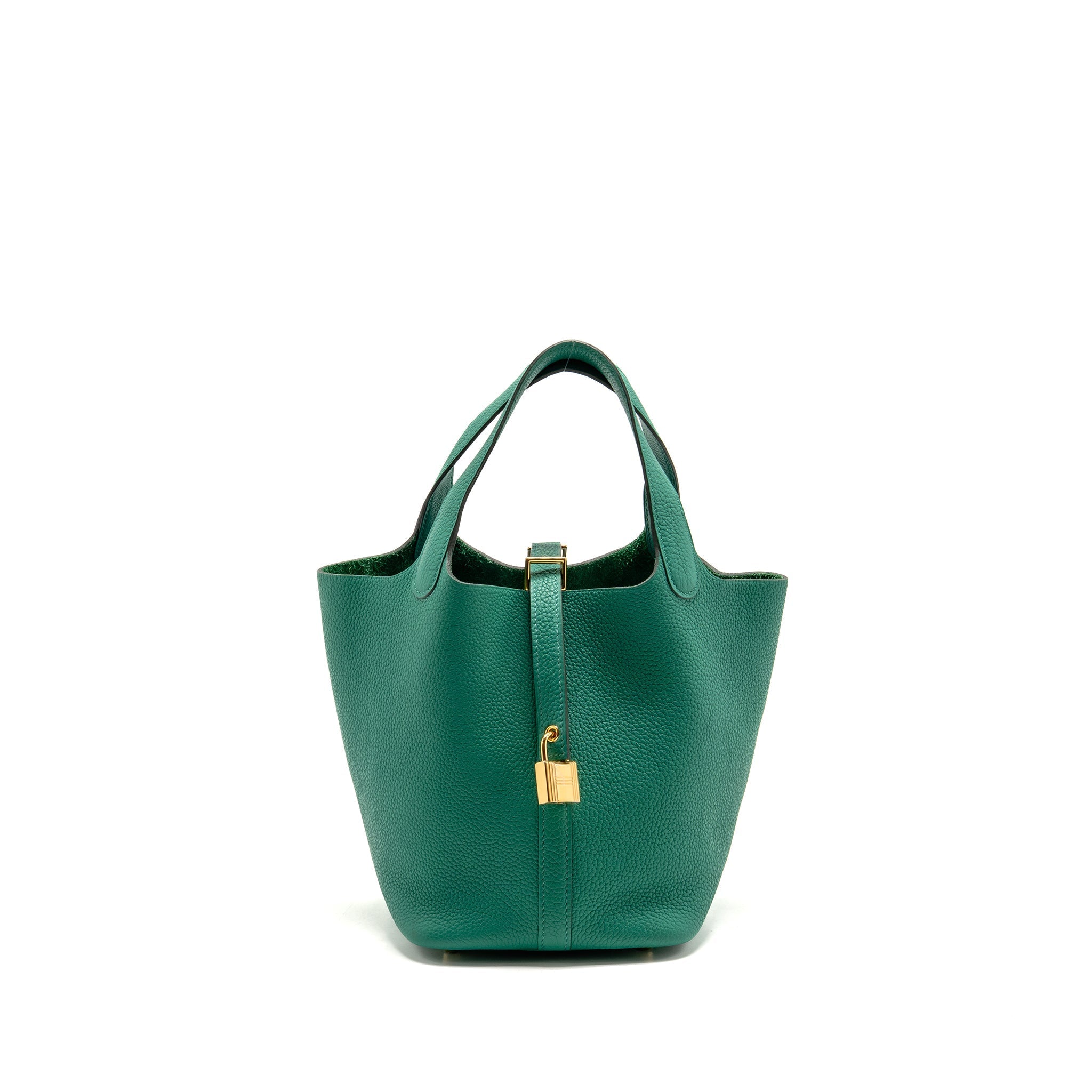 HERMES PICOTIN 18 LOCK BAG TAURILLON MAURICE VERT JADE GHW