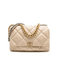 CHANEL MAXI 19 BAG GOATSKIN BEIGE MULTICOLOR HARDWARE