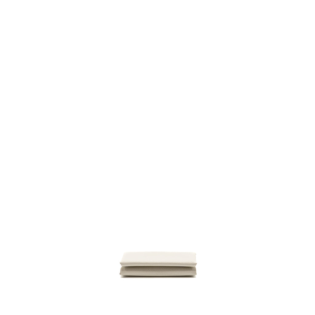HERMES CALVI DUO CARD HOLDER CHEVRE MYSORE GOATSKIN GRIS PALE SHW