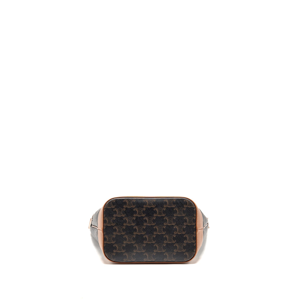 CELINE SMALL BUCKET BAG TRIOMPHE CANVAS/ LEATHER GHW