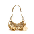 BALENCIAGA LE CAGOLE XS SHOULDER BAG ARENA CRACKED LAMBSKIN GOLD GHW