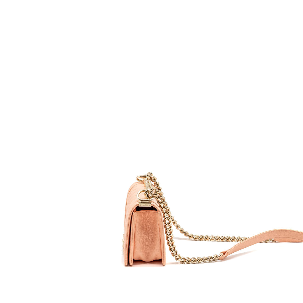 CHANEL SMALL BOY BAG CAVIAR LIGHT PINK LGHW