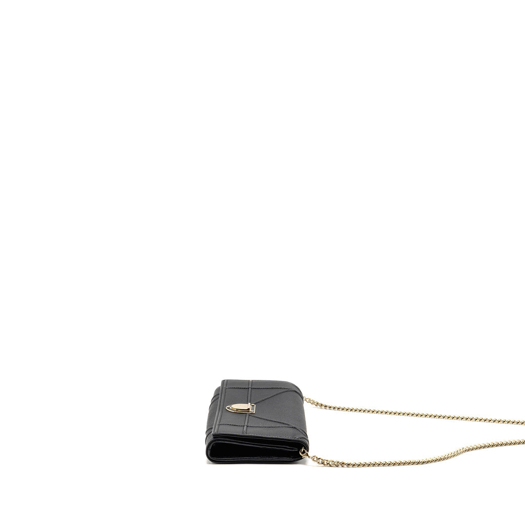 DIOR DIORAMA WALLET WITH CHAIN CALFSKIN BLACK GHW