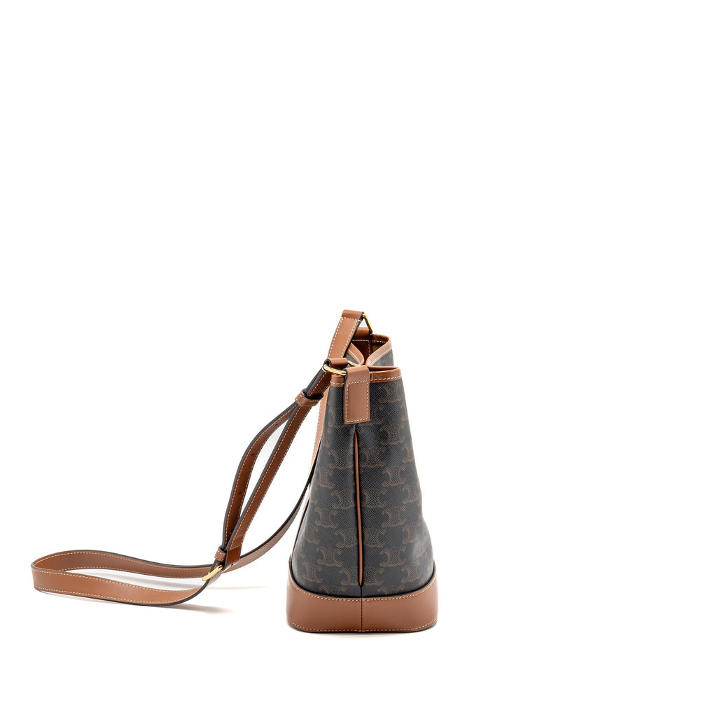 CELINE SMALL BUCKET BAG TRIOMPHE CANVAS/ LEATHER GHW