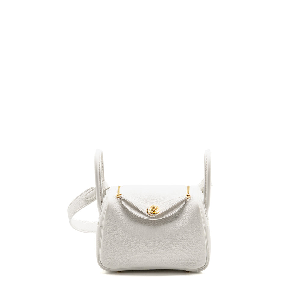 HERMES MINI LINDY CLEMENCE NEW WHITE GHW
