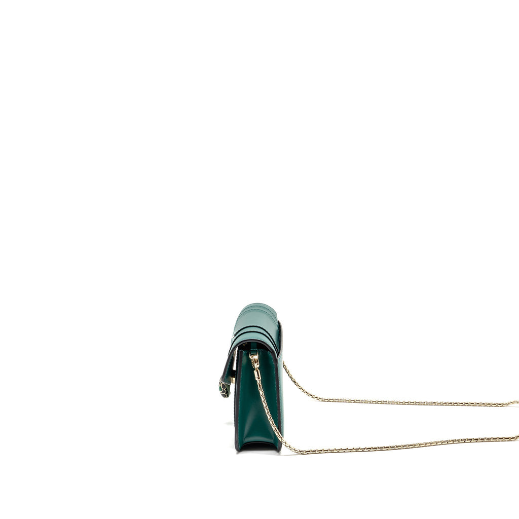 BVLGARI SERPENTI FOREVER WALLET ON CHAIN CALFSKIN GREEN LGHW