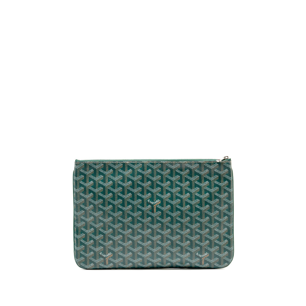 GOYARD SENAT MM POUCH GOYARDINE CANVAS GREEN SHW