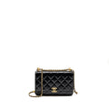 CHANEL GOLD CRUSH WALLET ON CHAIN CALFSKIN BLACK GHW (MICROCHIP)