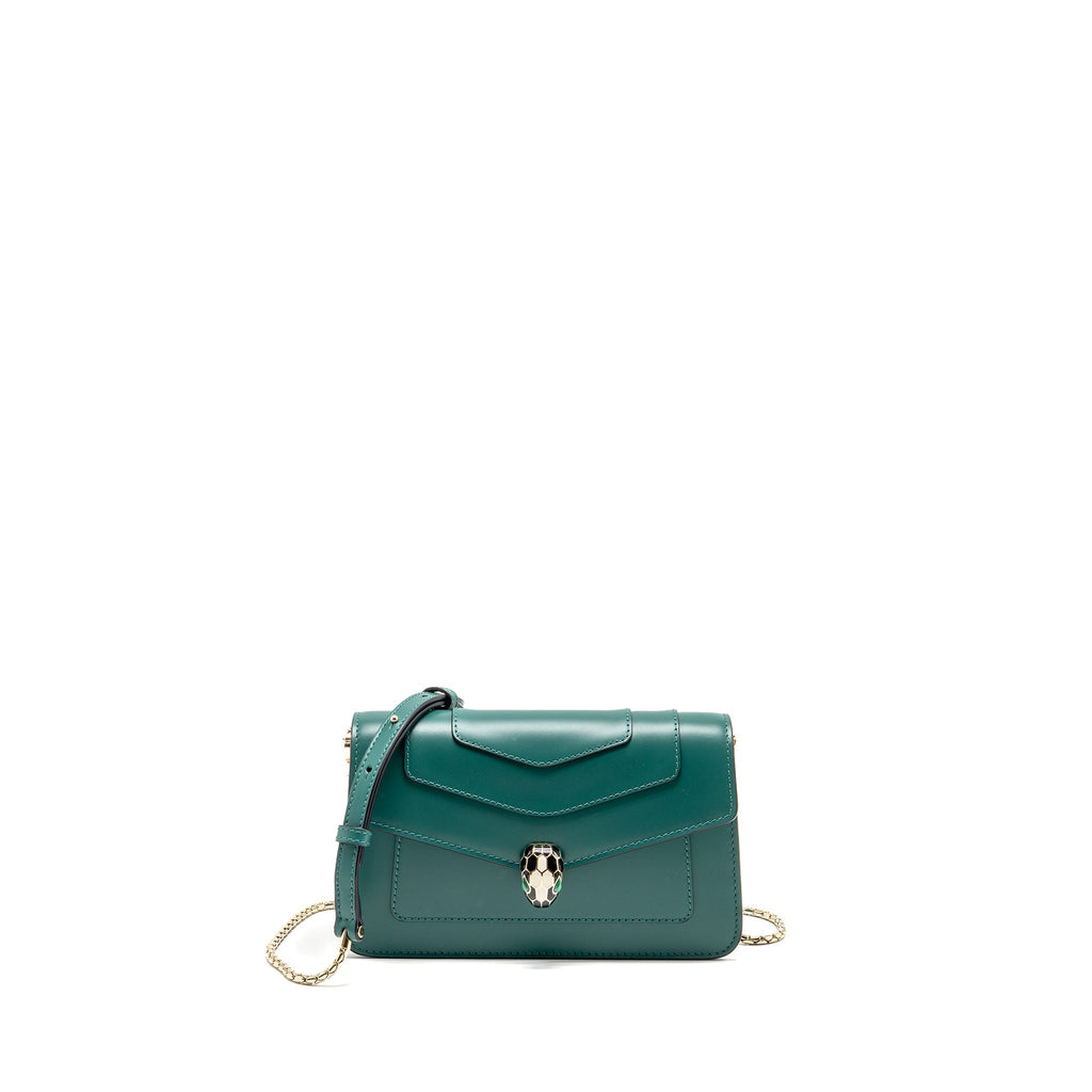 BVLGARI SERPENTI FOREVER WALLET ON CHAIN CALFSKIN GREEN LGHW