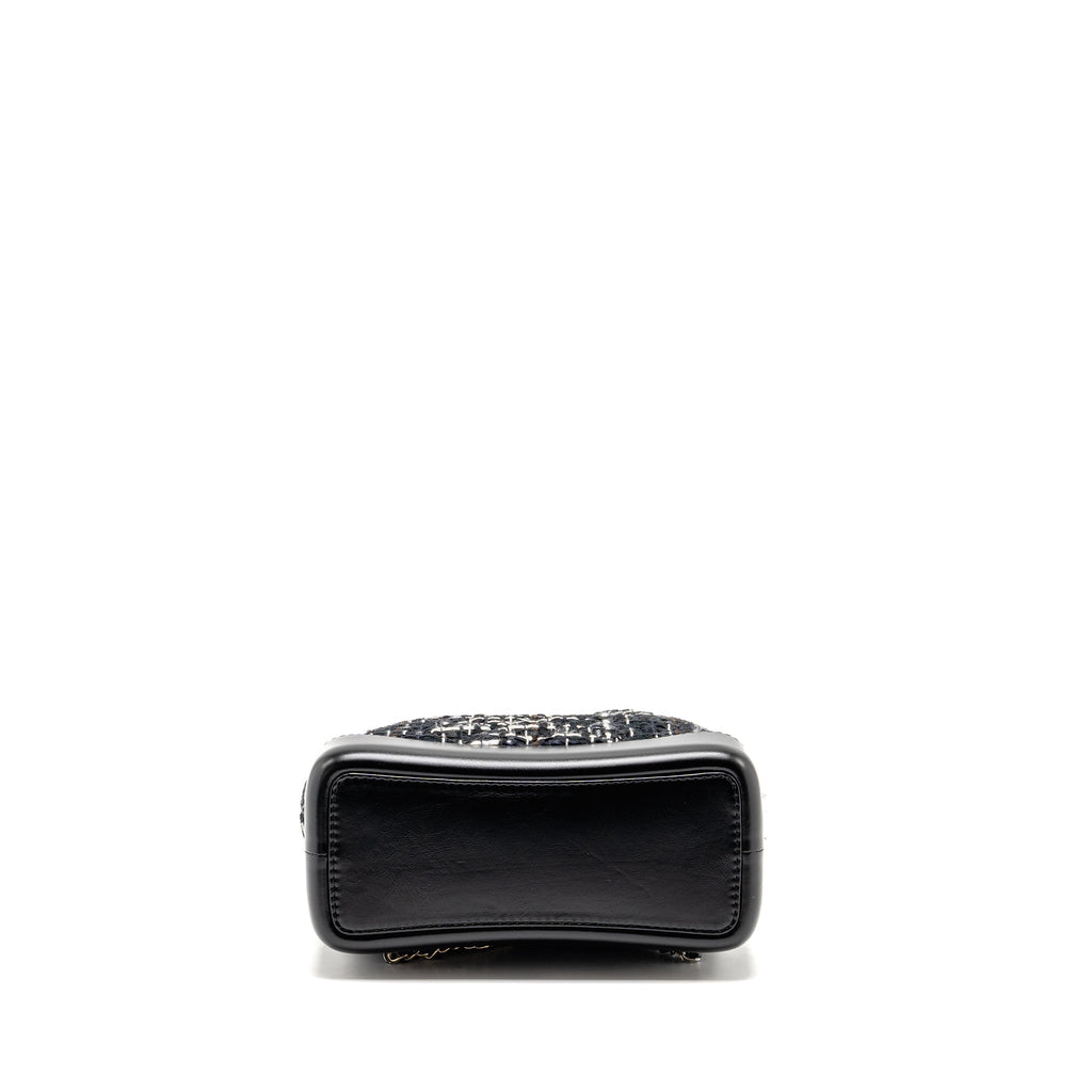 CHANEL SMALL GABRIELLE TWEED BACKPACK BLACK/WHITE/BROWN MULTICOLOUR HARDWARE