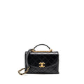 CHANEL MINI TRENDY SPIRIT TOP HANDLE FLAP BAG LAMBSKIN BLACK GHW