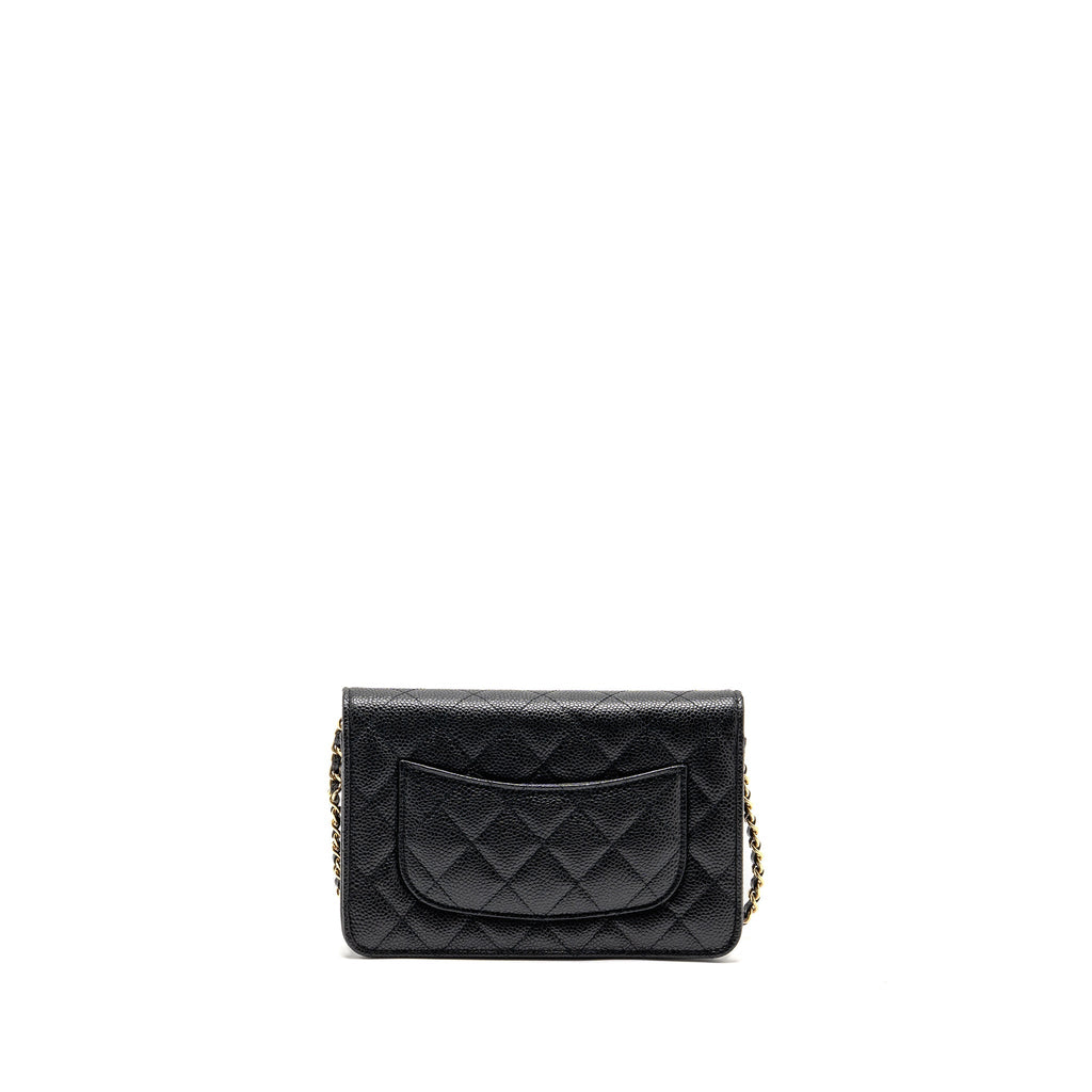 CHANEL CLASSIC WALLET ON CHAIN CAVIAR BLACK GHW (MICROCHIP)