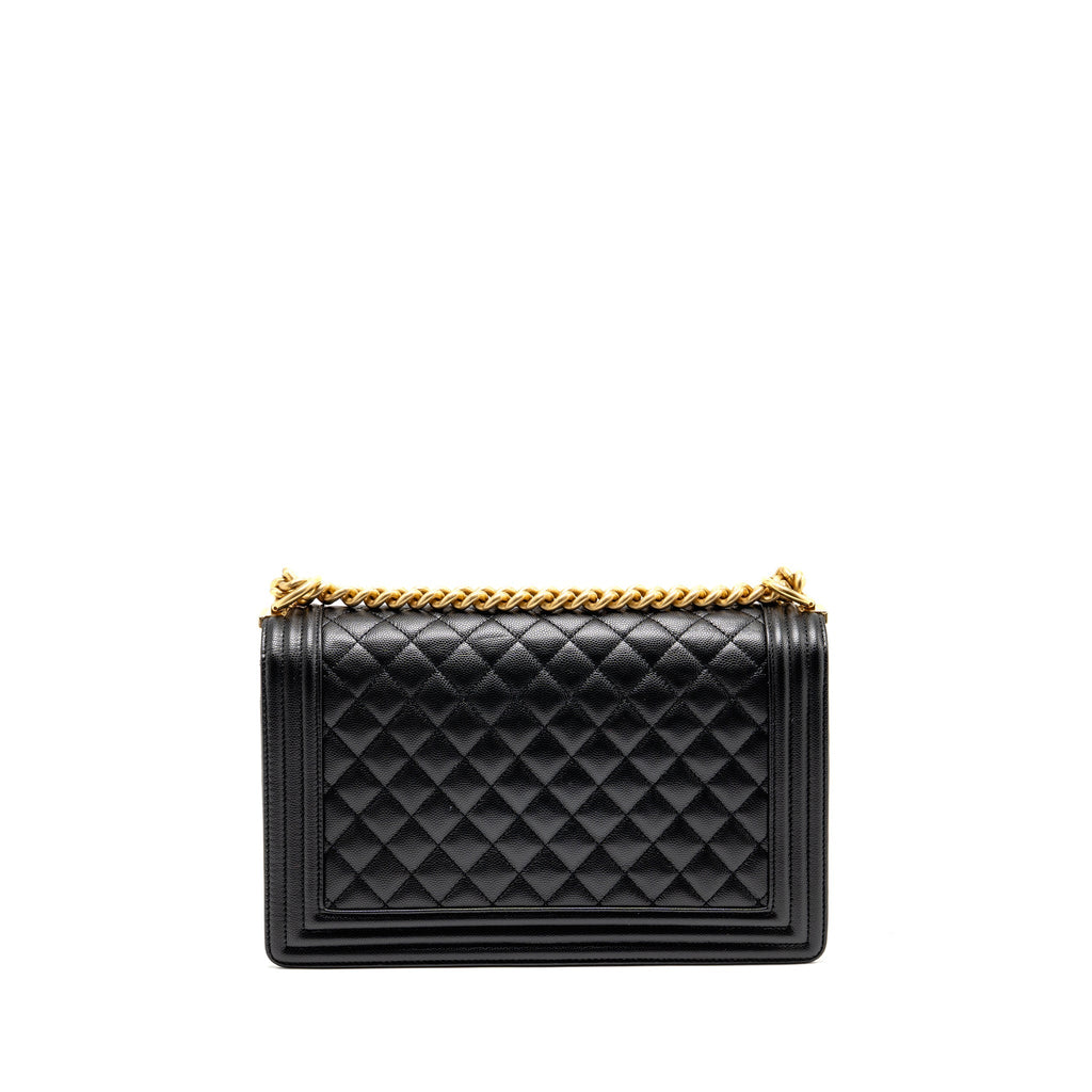 CHANEL NEW MEDIUM BOY BAG CAVIAR BLACK GHW (MICROCHIP)