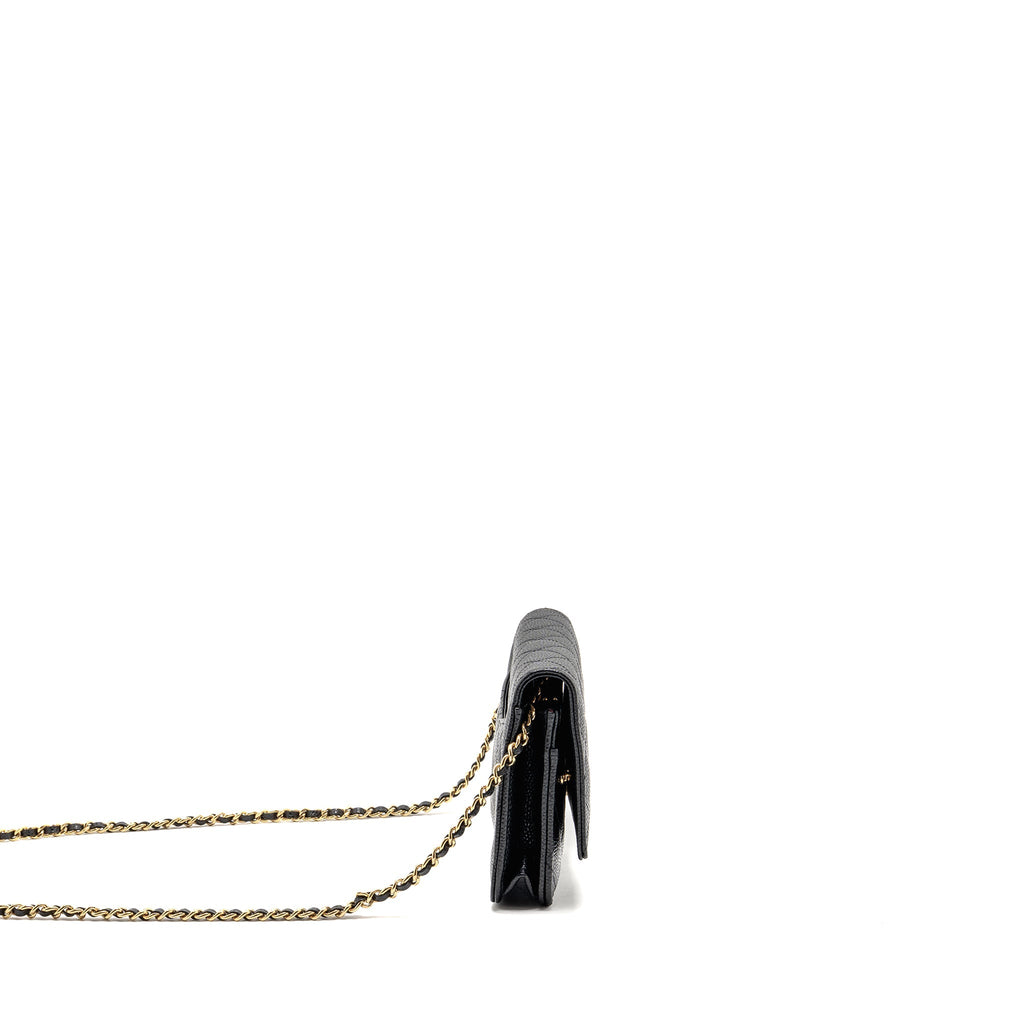 CHANEL CLASSIC WALLET ON CHAIN CAVIAR BLACK GHW (MICROCHIP)