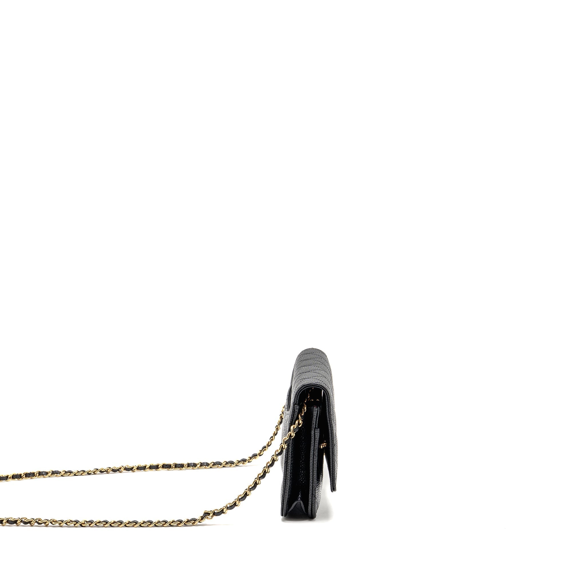 CHANEL CLASSIC WALLET ON CHAIN CAVIAR BLACK GHW (MICROCHIP)