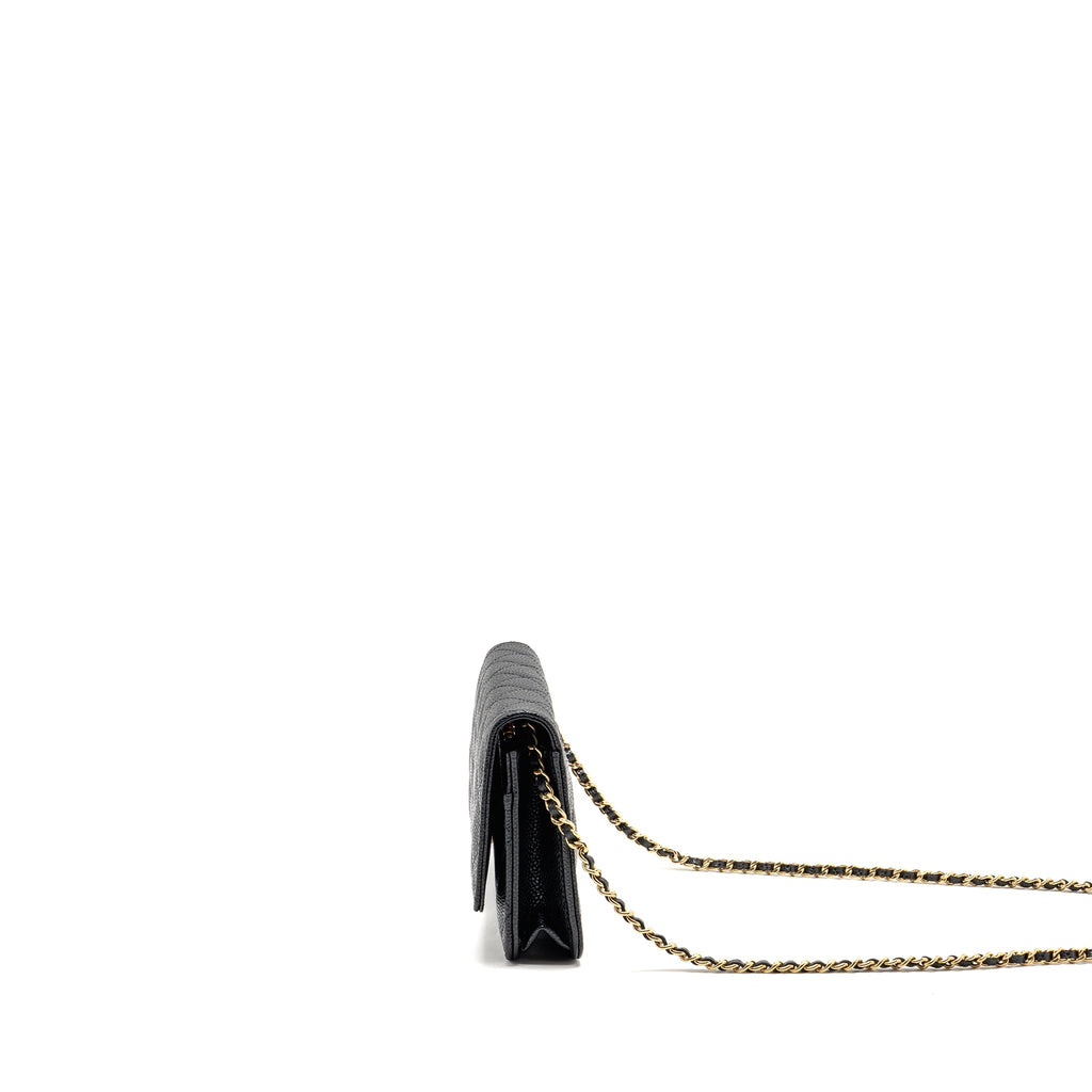 CHANEL CLASSIC WALLET ON CHAIN CAVIAR BLACK GHW (MICROCHIP)