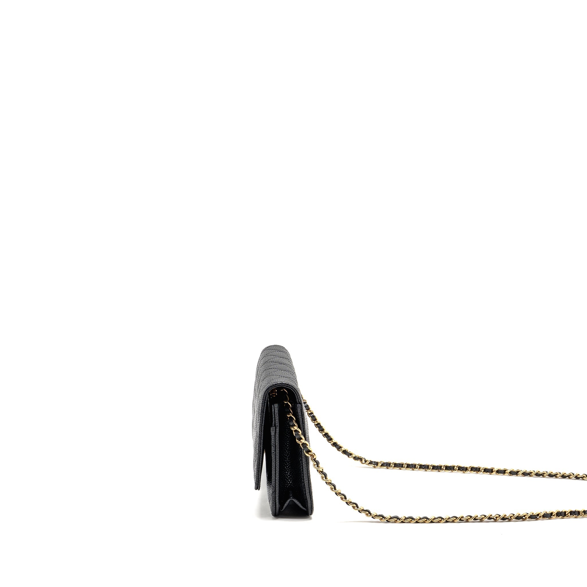 CHANEL CLASSIC WALLET ON CHAIN CAVIAR BLACK GHW (MICROCHIP)