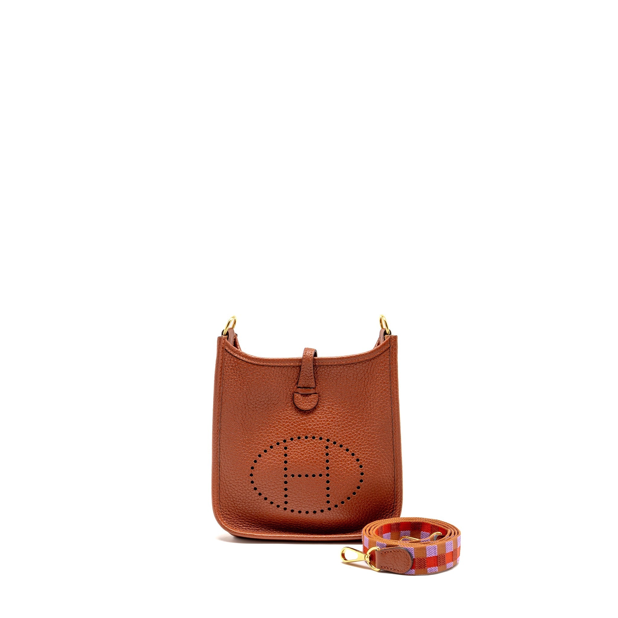 HERMES MINI EVELYNE CLEMENCE 6C CUIVRE/MULTICOLOUR GHW