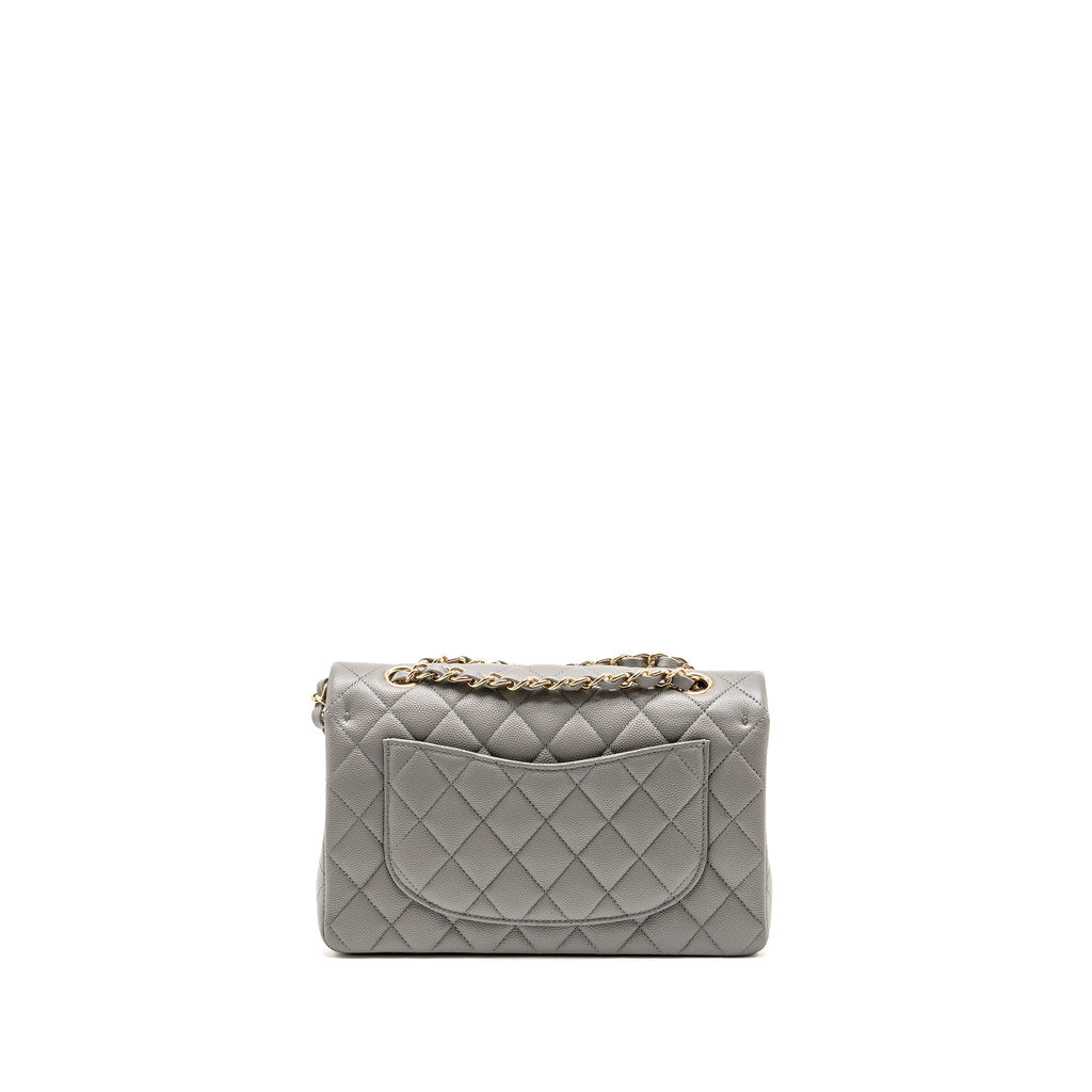 CHANEL SMALL CLASSIC DOUBLE FLAP BAG CAVIAR DARK GREY LGHW (MICROCHIP)