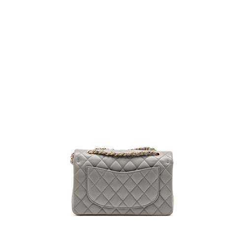 CHANEL SMALL CLASSIC DOUBLE FLAP BAG CAVIAR DARK GREY LGHW (MICROCHIP)