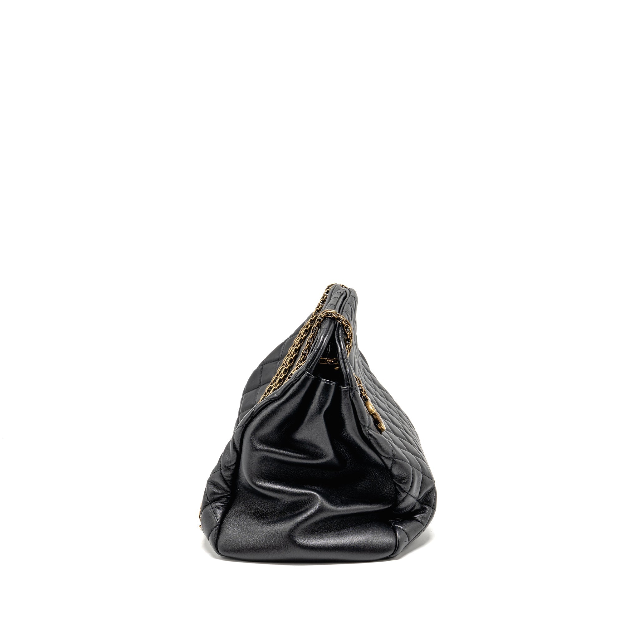 CHANEL JUST MADEMOISELLE BOWLING BAG LAMBSKIN BLACK GHW