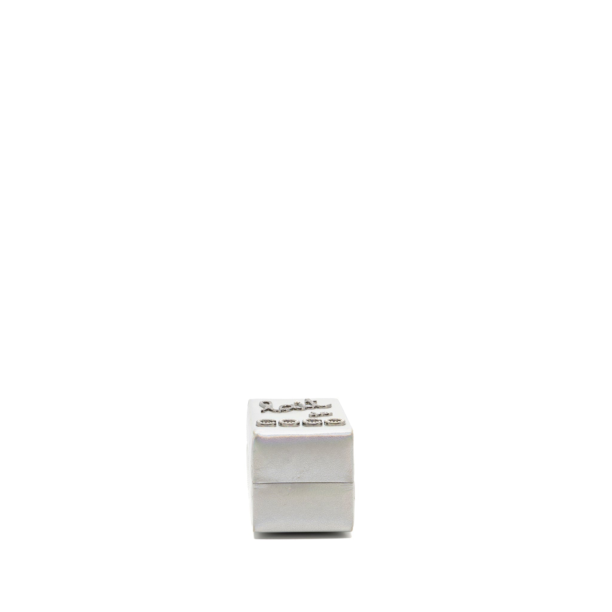 CHANEL 14K LIMITED EDITION RUNWAY LAIT DE COCO MILK CARTON EVENING CHAIN BAG GOATSKIN IRIDESCENT SILVER SHINY RUTHENIUM HARDWARE