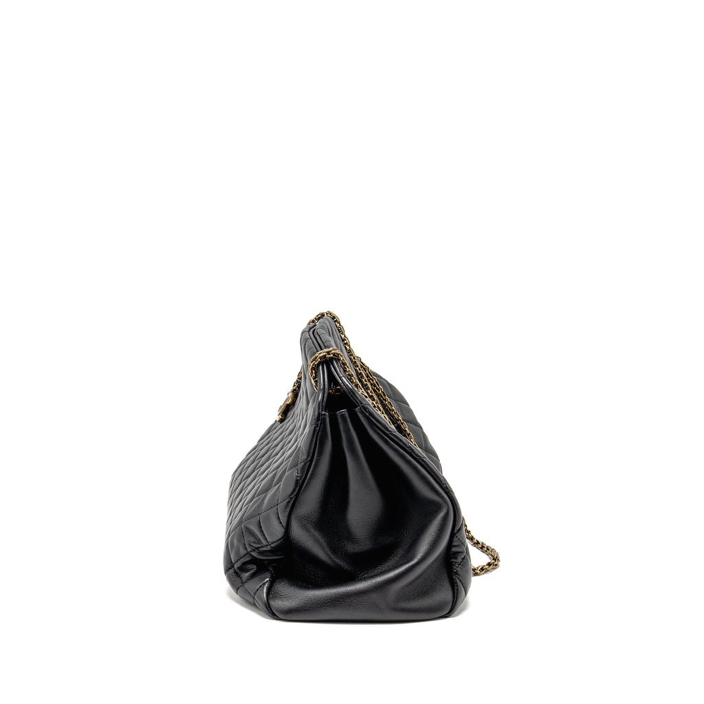 CHANEL JUST MADEMOISELLE BOWLING BAG LAMBSKIN BLACK GHW