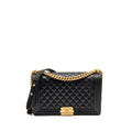 CHANEL NEW MEDIUM BOY BAG CAVIAR BLACK GHW (MICROCHIP)