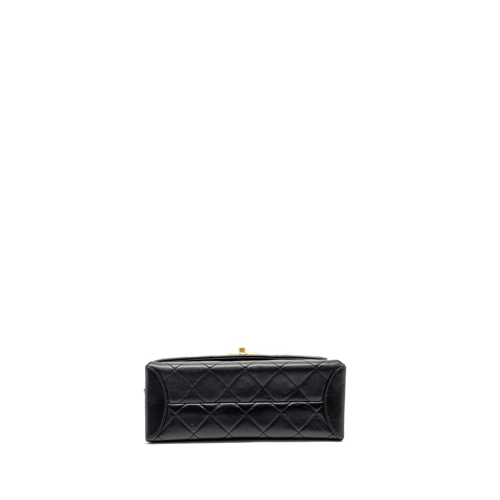 CHANEL MINI TRENDY SPIRIT TOP HANDLE FLAP BAG LAMBSKIN BLACK GHW
