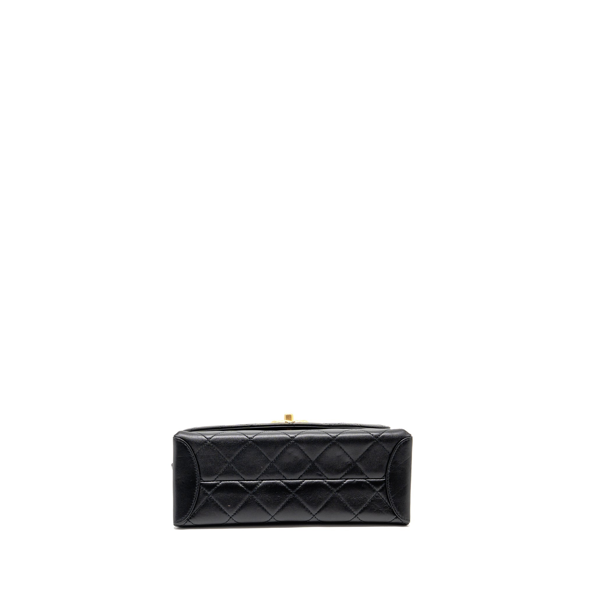 CHANEL MINI TRENDY SPIRIT TOP HANDLE FLAP BAG LAMBSKIN BLACK GHW