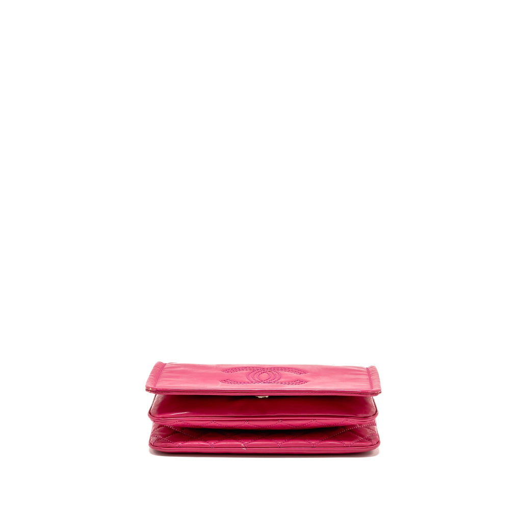 CHANEL SMALL VINYL FLAP BAG WITH CHAIN LEATHER HOT PINK SHW