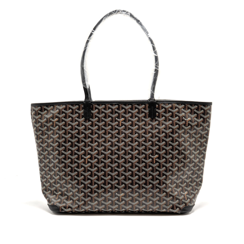 GOYARD ARTOIS MM HANDBAG GOYARDINE CANVAS/CALFSKIN BLACK SHW