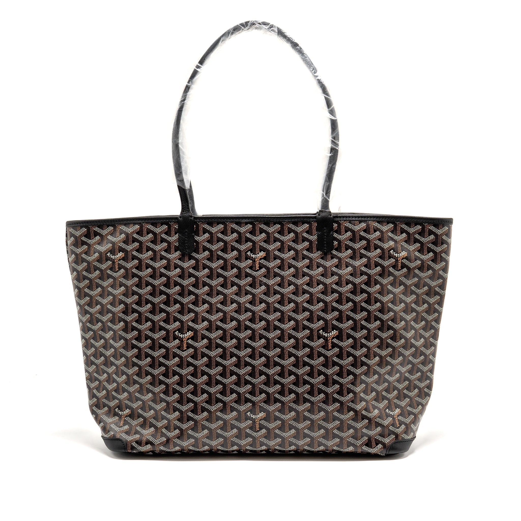GOYARD ARTOIS MM HANDBAG GOYARDINE CANVAS/CALFSKIN BLACK SHW