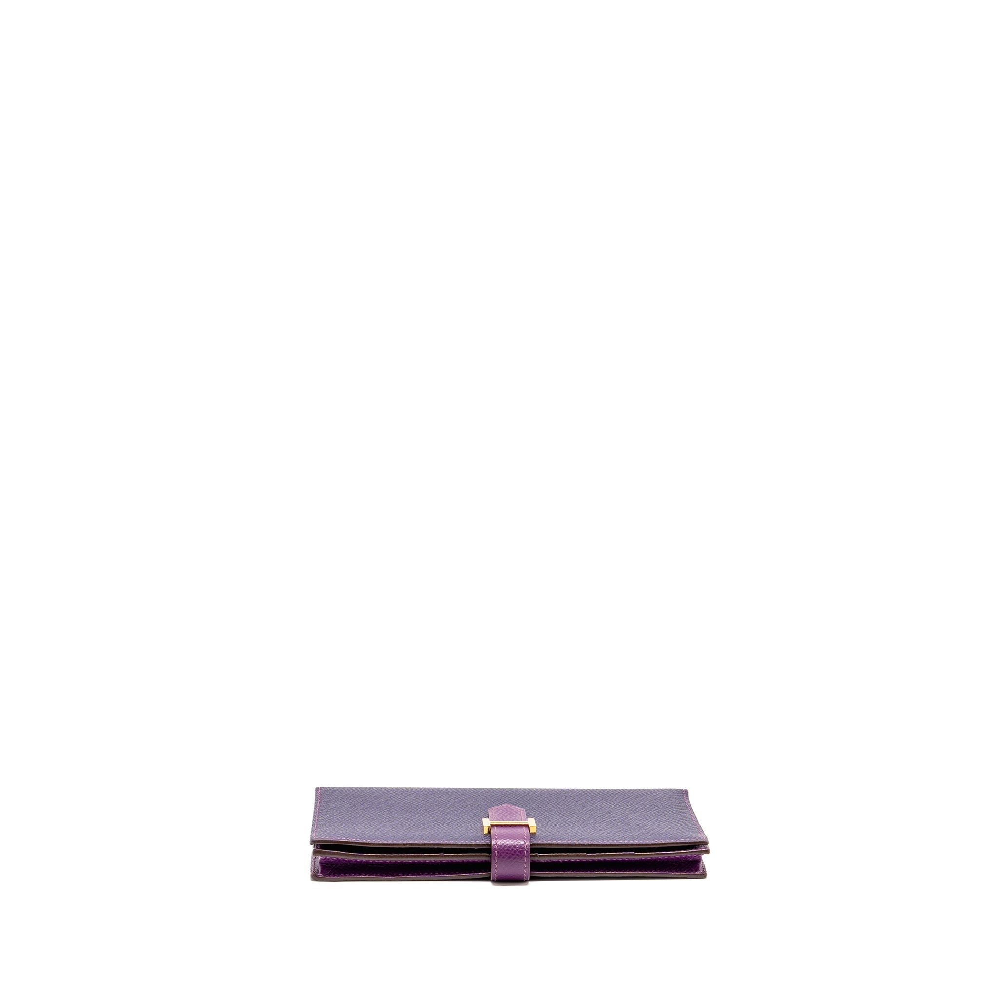 HERMES BEARN WALLET SPECIAL ORDER EPSOM PURPLE/MULTICOLOUR GHW
