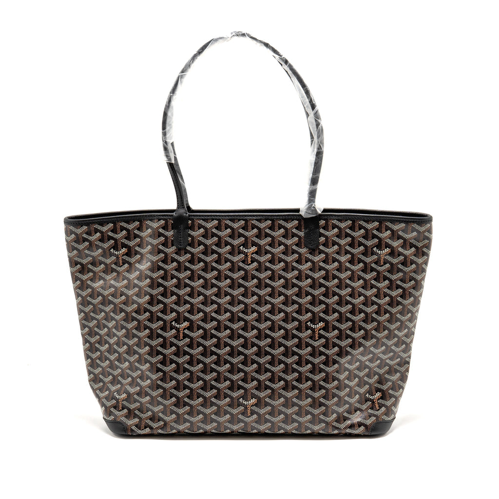 GOYARD ARTOIS MM HANDBAG GOYARDINE CANVAS/CALFSKIN BLACK SHW