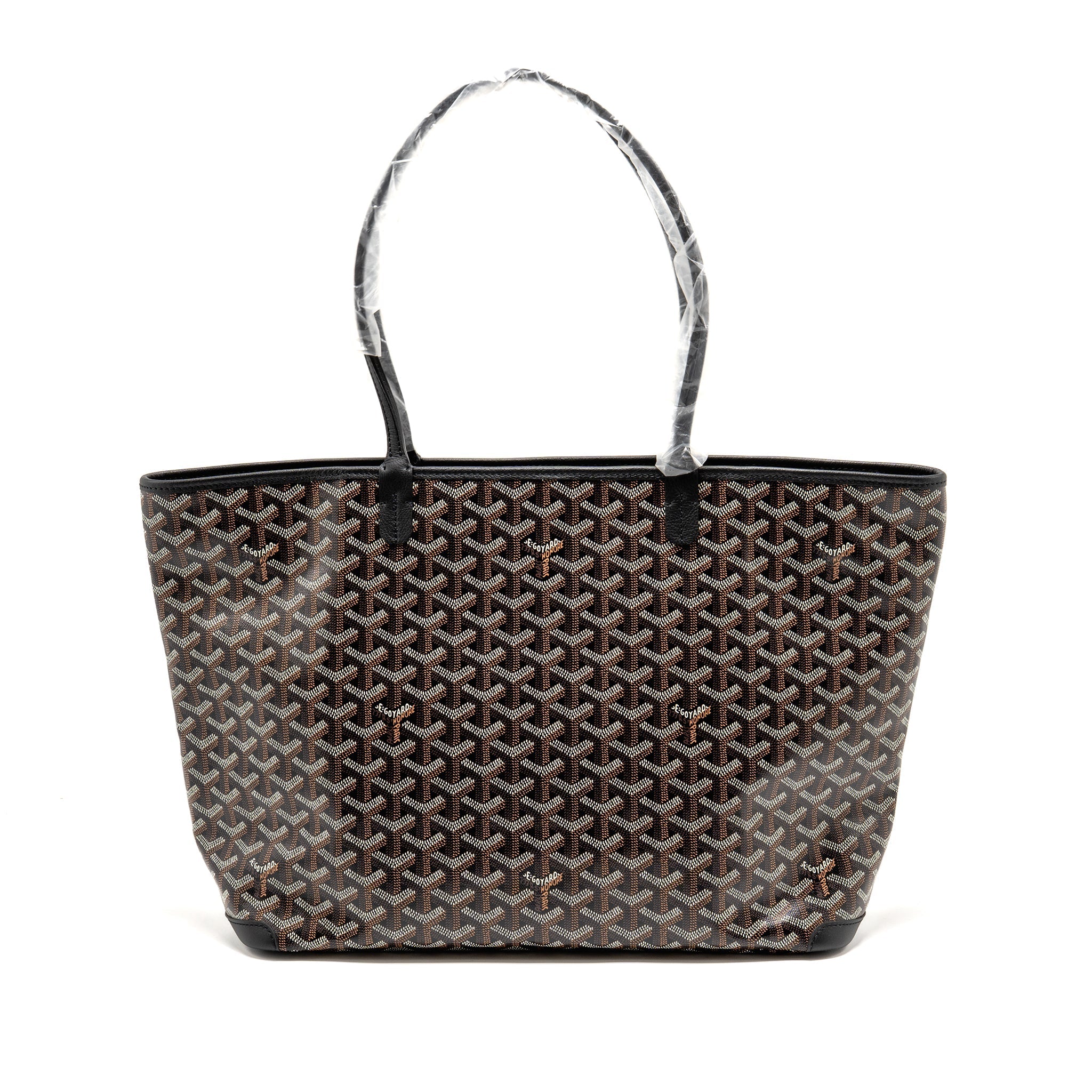 GOYARD ARTOIS MM HANDBAG GOYARDINE CANVAS/CALFSKIN BLACK SHW