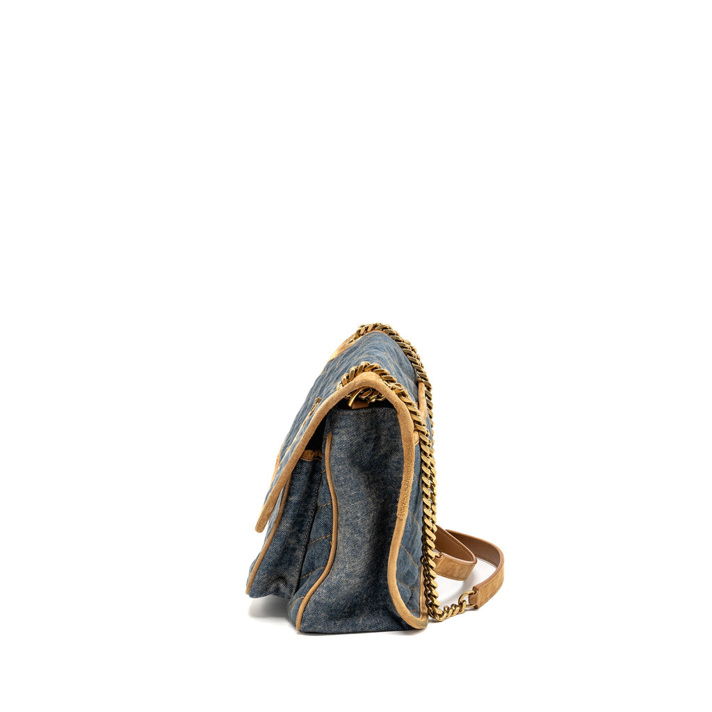 SAINT LAURENT/YSL NIKI SHOULDER BAG DENIM BLUE/ CINNAMON GHW