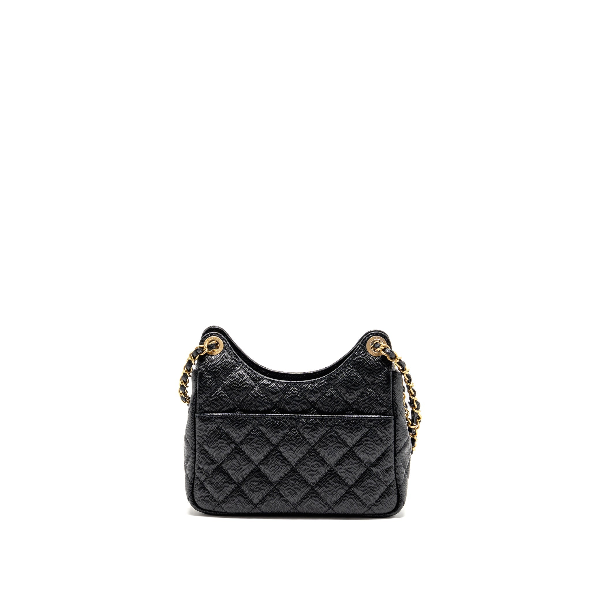 CHANEL SMALL HOBO CROSSBODY BAG CAVIAR BLACK GHW (MICROCHIP)