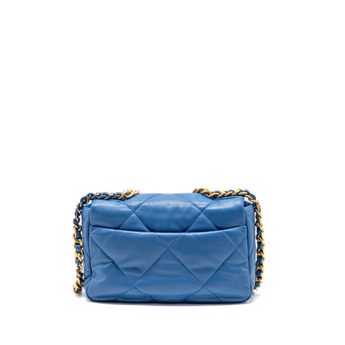 CHANEL SMALL 19 BAG LAMBSKIN BLUE MULTICOLOUR HARDWARE