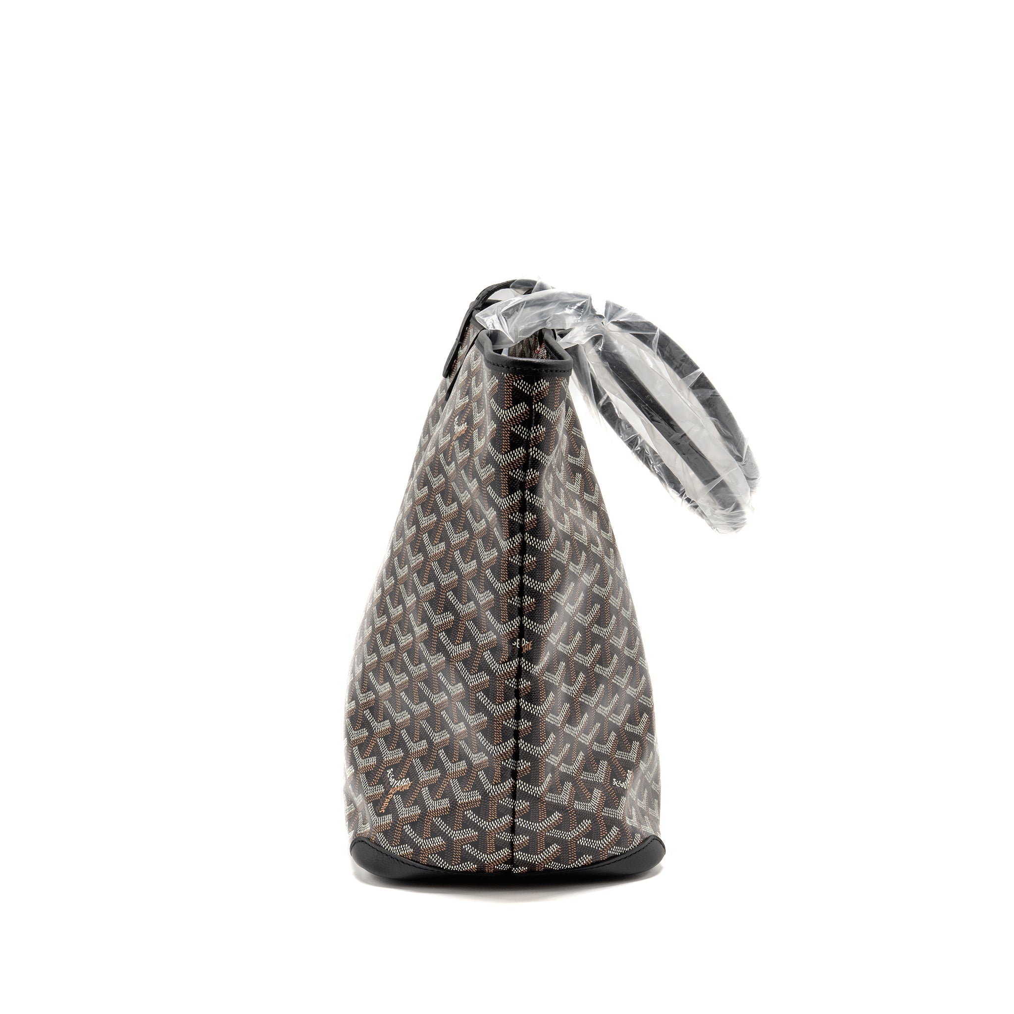 GOYARD ARTOIS MM HANDBAG GOYARDINE CANVAS/CALFSKIN BLACK SHW