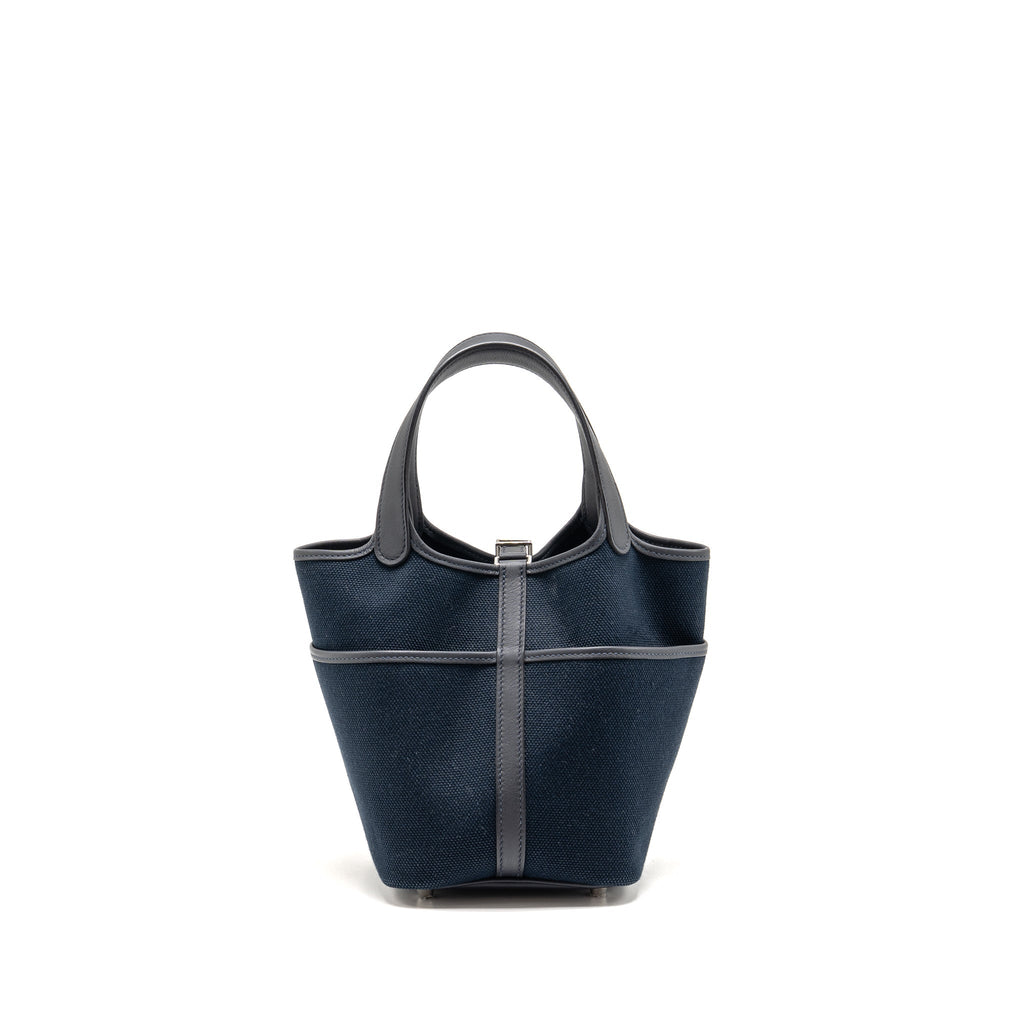 HERMES CARGO PICOTIN 18 LOCK BAG SWIFT / TOILE CANVAS BLUE MARINE / CABAN SHW