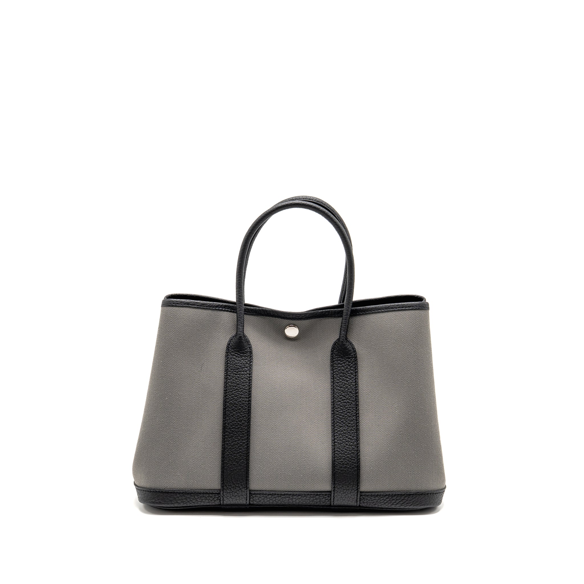 HERMES GARDEN PARTY 30 CANVAS / NEGONDA LEATHER GREY/ BLACK SHW