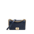 CHANEL MEDIUM BOY BAG CAVIAR NAVY LGHW