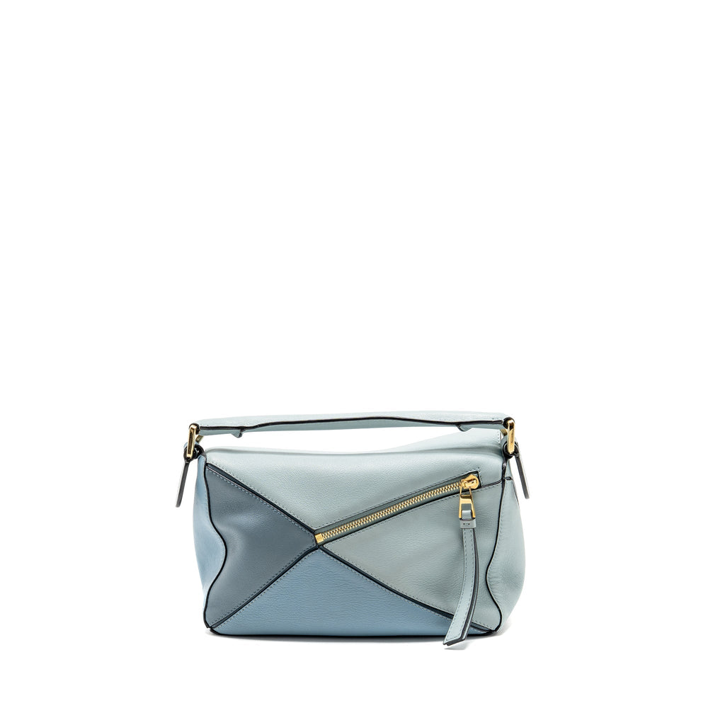 LOEWE SMALL PUZZLE BAG CALFSKIN BLUE/ MULTICOLOUR GHW